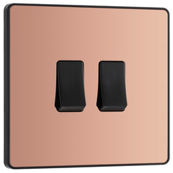 BG Evolve Polished Copper Double Light Switch 20A 16AX 2 Way - PCDCP42B