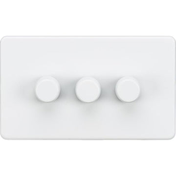 Knightsbridge Screwless 3G 2-way 10-200W (5-150W LED) trailing edge dimmer - Matt White - SF2183MW